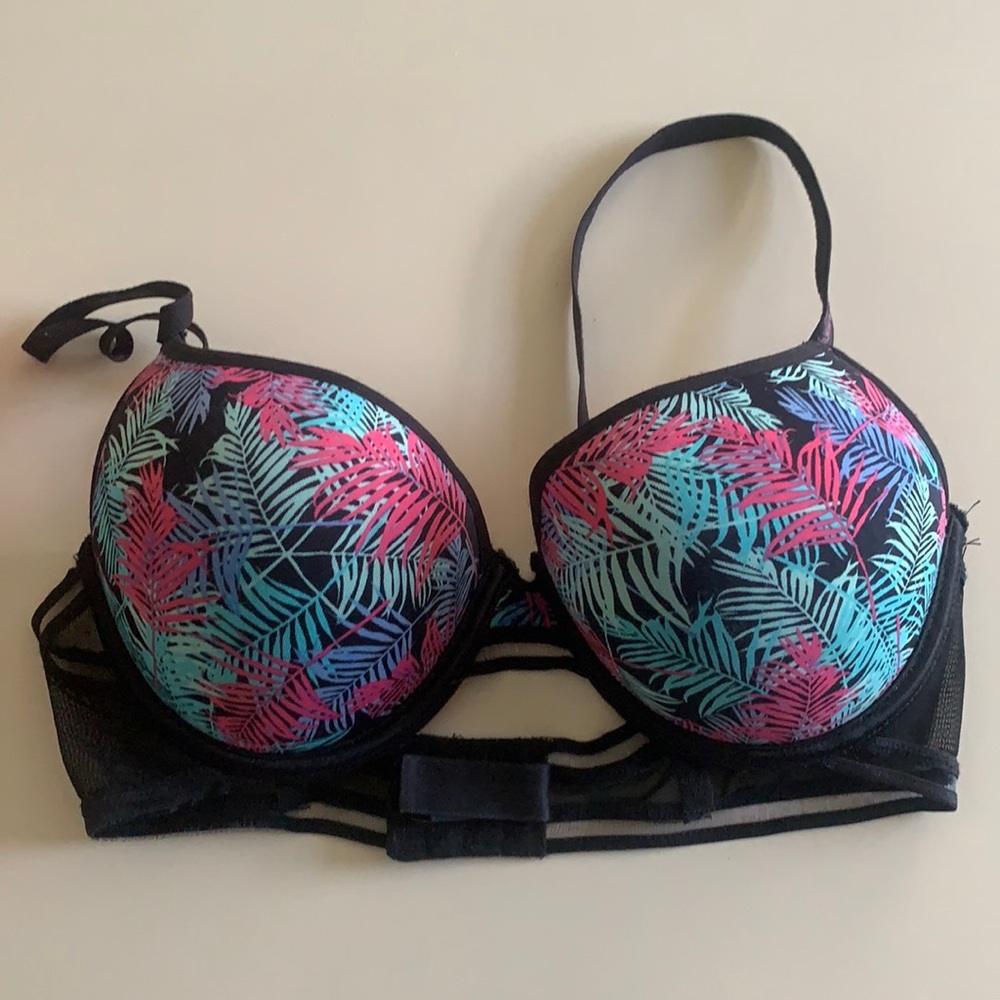 Padded push up tropical print bra